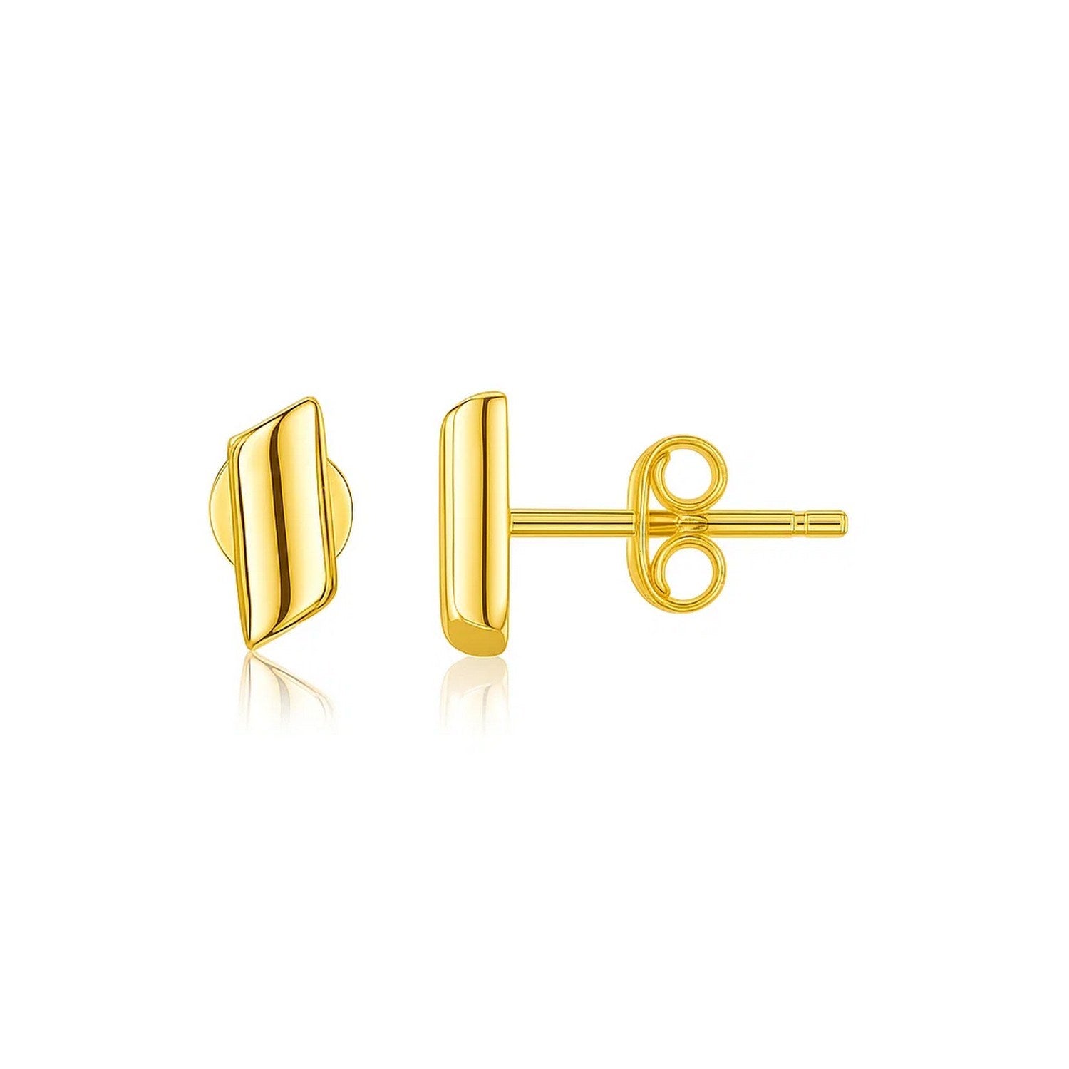 14k Yellow Gold Polished Rectangular Post Earrings in a sleek high-contrast midnight luxury editorial style