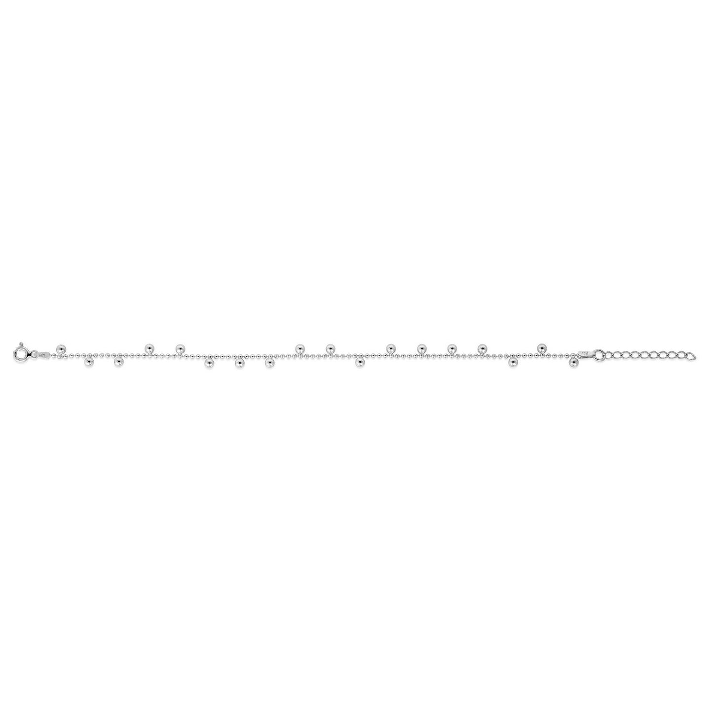 Sterling Silver Rhodium Plated Bead Necklace