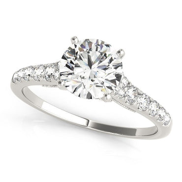 14k White Gold Diamond Engagement Ring With Single Row Band (1 3/4 cttw) in a sleek high-contrast midnight luxury editorial s