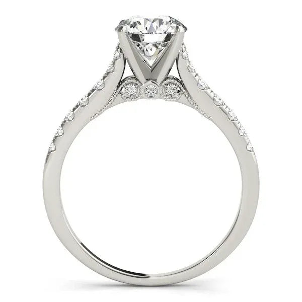 14k White Gold Diamond Engagement Ring With Single Row Band (1 3/4 cttw) - Peelerie