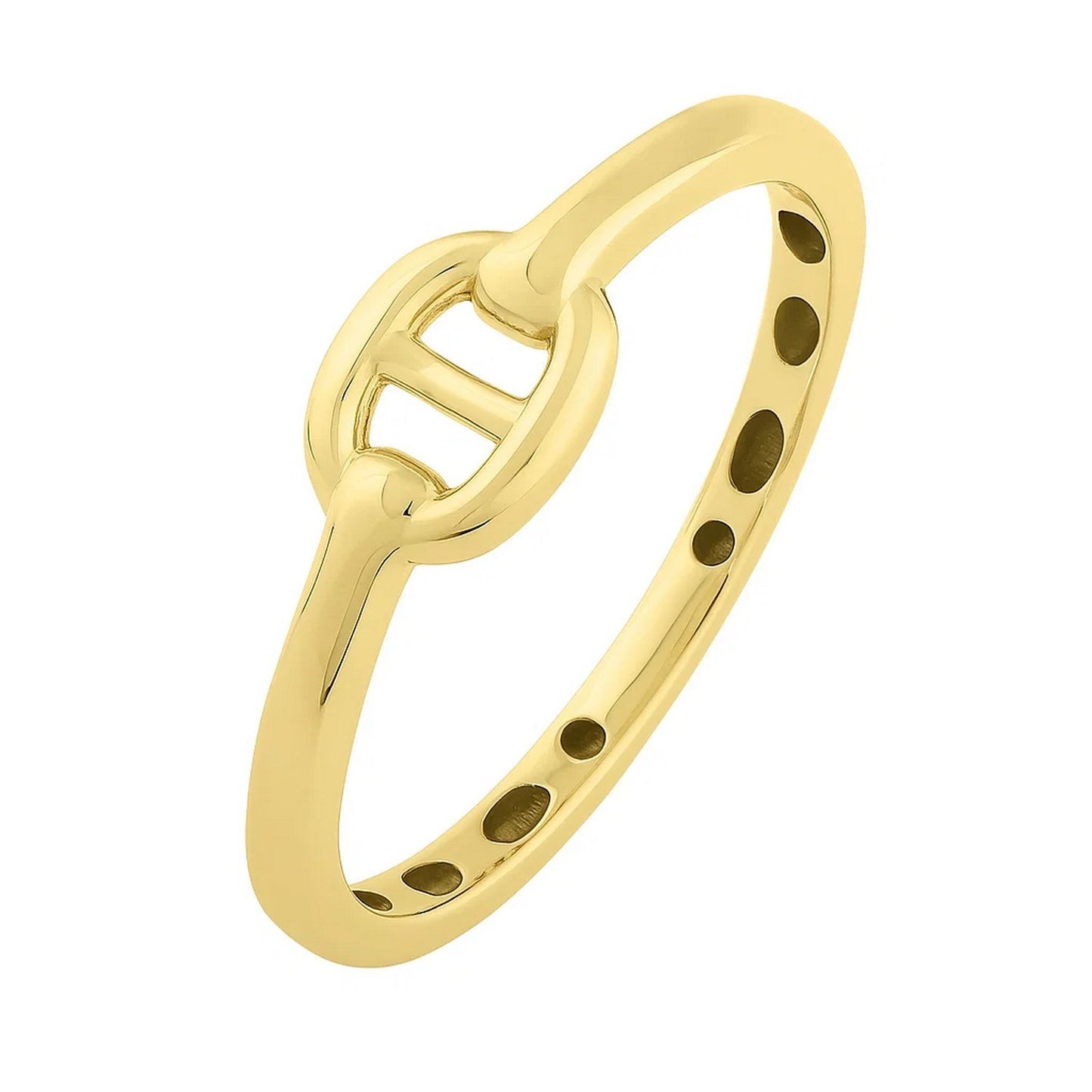 Mariner Link Style Ring in 14K Yellow Gold in a sleek high-contrast midnight luxury editorial style