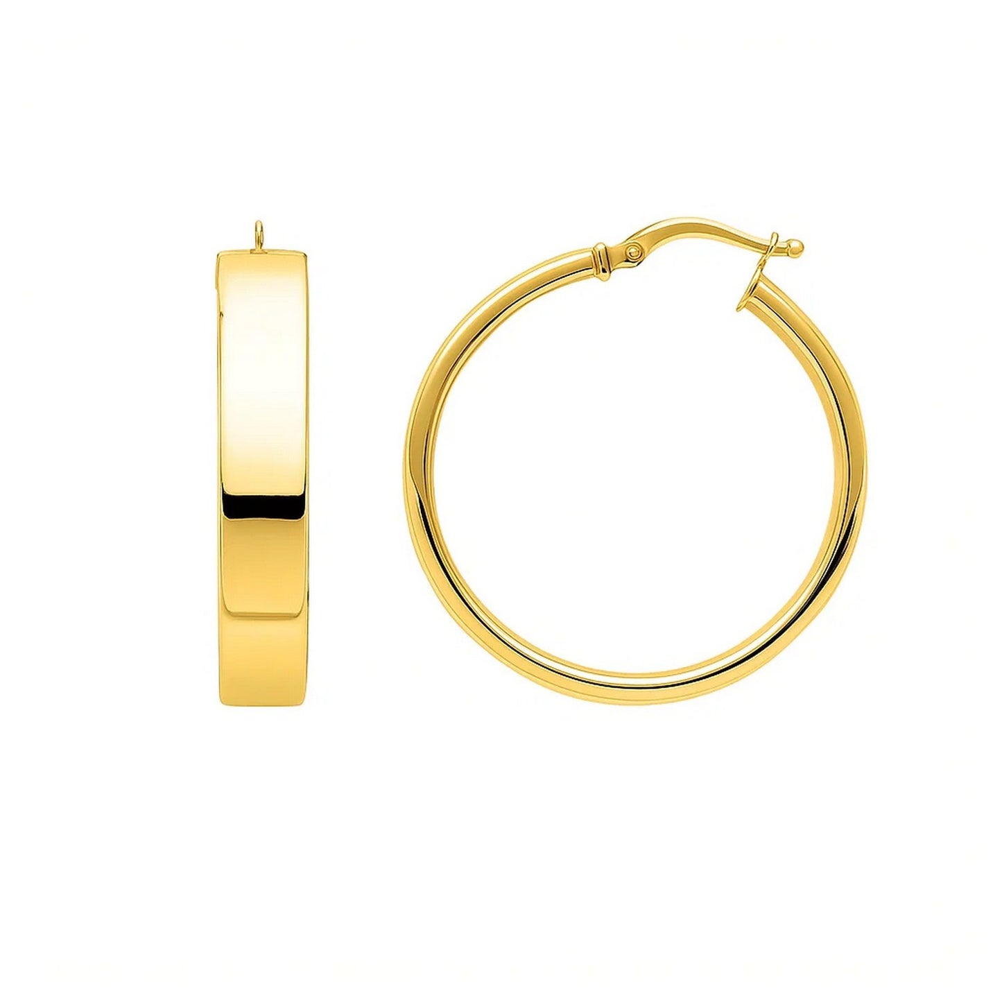 Large Tube Shaped Hoop Earrings in 14K Yellow Gold