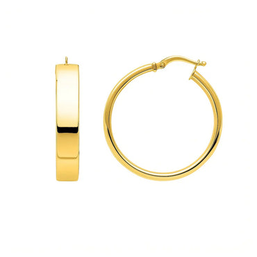 Large Tube Shaped Hoop Earrings in 14K Yellow Gold