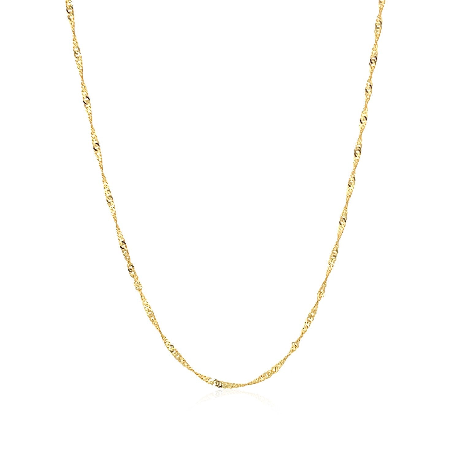 10k Yellow Gold Singapore Chain (1.50 mm) in a sleek high-contrast midnight luxury editorial style
