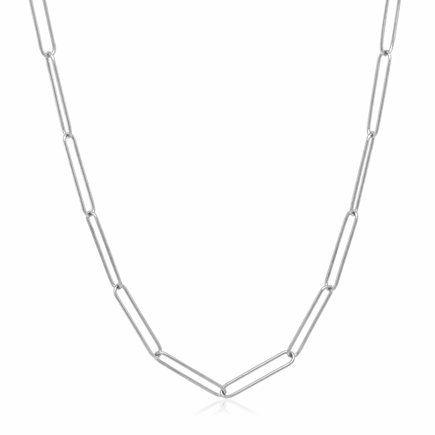 14k White Gold Wire Paperclip Chain (2.7 mm) in a sleek high-contrast midnight luxury editorial style