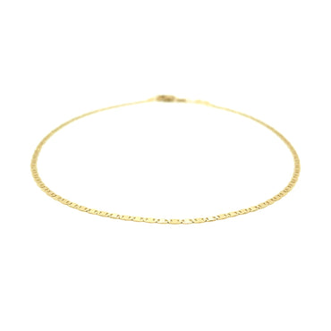 14k Yellow Gold Mariner Link Anklet 1.7mm in gold midnight luxury editorial product photo, high-contrast studio lighting