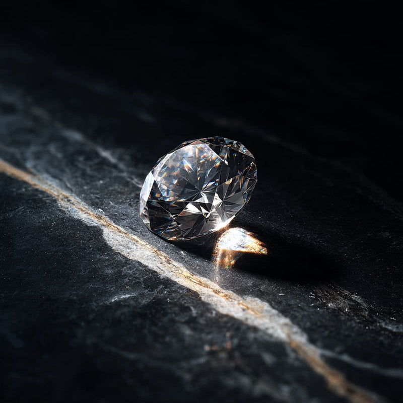 A certified lab-grown diamond shown in macro detail