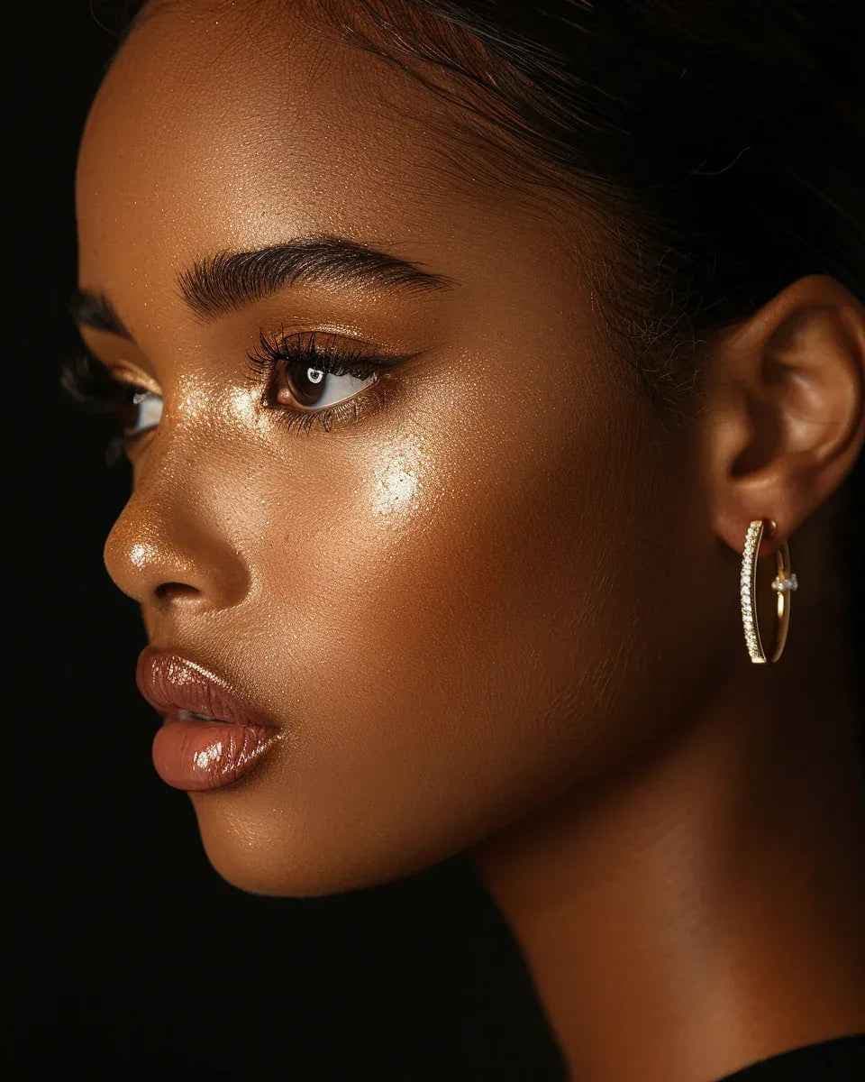 Close-up of a woman's face with a dark background