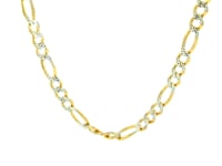 Chaîne Figaro en or jaune 14 carats massif pavé (3,80 mm)