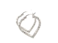 Boucles d'oreilles créoles cœur en argent sterling plaqué rhodium, style diamanté (3x22mm)