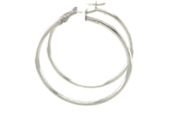 Boucles d'oreilles créoles fines et polies en argent sterling plaqué rhodium (2x35mm)
