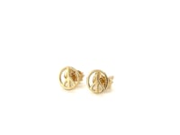 Boucles d'oreilles clous en or jaune 14 carats avec signes de la paix (6,9 mm)