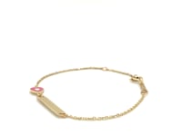 Bracelet d'identification en or jaune 14 carats de 5,5 pouces pour enfant avec cœur émaillé (1,00 mm)