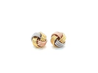 Puces d'oreilles nœud d'amour en or tricolore 14 carats