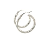 Boucles d'oreilles créoles en argent sterling poli avec placage rhodium (3x20mm)