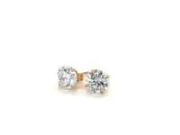 Puces d'oreilles en or jaune 14 carats avec oxydes de zirconium à facettes, teinte blanche (7mm)