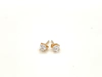 Puces d'oreilles en or jaune 14 carats avec oxydes de zirconium à facettes, teinte blanche (3 mm)