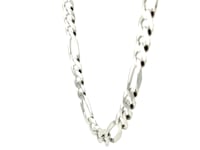 Chaîne style Figaro en argent sterling plaqué rhodium (8,80 mm)