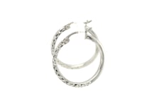 Boucles d'oreilles créoles torsadées en argent sterling plaqué rhodium, taillées diamant (2x20mm)