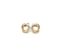 Boucles d'oreilles entrelacées style cercle ouvert multi-texturé en or bicolore 14 carats