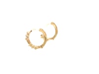 Boucles d'oreilles créoles en or jaune 14 carats avec oxydes de zirconium baguette