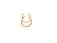 Boucle d'oreille créole fine en or jaune 14 carats avec finition diamantée (2x15mm)