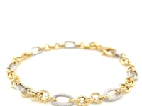 Bracelet chaîne à maillons ovales et ronds avec motif corde en or deux tons 14 carats (8,80 mm)