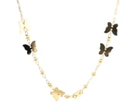 Collier en or jaune 14 carats de 45,7 cm avec papillons polis et perles