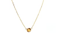 Collier 17 pouces en or jaune 14 carats avec citrine ronde