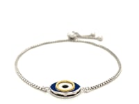 Bracelet d'amitié réglable en argent sterling avec œil porte-bonheur émaillé bicolore