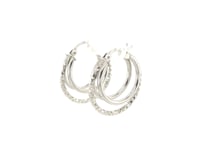 Boucles d'oreilles créoles à deux parties polies et texturées en argent sterling