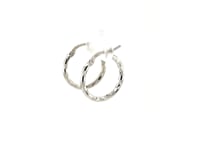 Boucles d'oreilles créoles en argent sterling plaqué rhodium et taillé diamant (2x15mm)