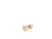Puces d'oreilles en or jaune 14 carats avec oxydes de zirconium à facettes, ton blanc (4 mm)