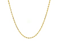 Chaîne en corde or jaune 10 carats, pleine, taille diamant (1,60 mm)