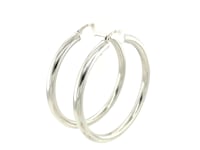Boucles d'oreilles créoles épaisses et grandes en argent sterling rhodié (4x40mm)