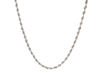 Chaîne Corde en Or Blanc 14 carats Massif et Taillée au Diamant (2,50 mm)