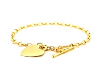 Bracelet à bascule avec breloque cœur en or jaune 14 carats (4,80 mm)
