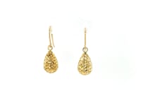 Boucles d'oreilles pendantes en or jaune 14 carats en forme de goutte, texture nid d'abeille