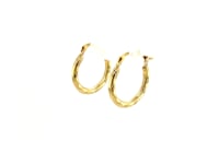 Boucles d'oreilles créoles en or jaune 14 carats, style texturé poli