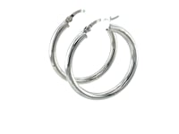 Boucles d'oreilles créoles (3x25mm) en argent sterling plaqué rhodium poli
