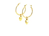 Aros de oro amarillo de 14 k con corazón colgante