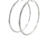 Boucles d'oreilles créoles en or blanc 10 carats polies (2x50mm)