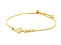 Bracelet lariat réglable en or jaune 14 carats motif ancre marine