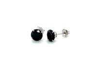 Puces d'oreilles en or blanc 14 carats avec oxydes de zirconium noirs à facettes (6 mm)