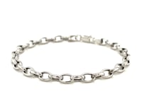 Bracelet rolo ovale en or blanc 14 carats (4,60 mm)