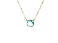 Collier en or jaune 14 carats de 17 pouces avec topaze bleue coussin