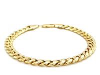 Bracelet semi-massif en or jaune 14 carats Miami Cuban (7,00 mm)