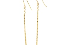 Boucles d'oreilles pendantes en or jaune 14 carats avec motif barre, taillées au diamant