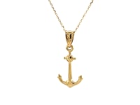 Chaîne câble en or jaune 14 carats avec pendentif ancre
