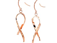 Boucles d'oreilles pendantes en or rose 14 carats poli de style ruban